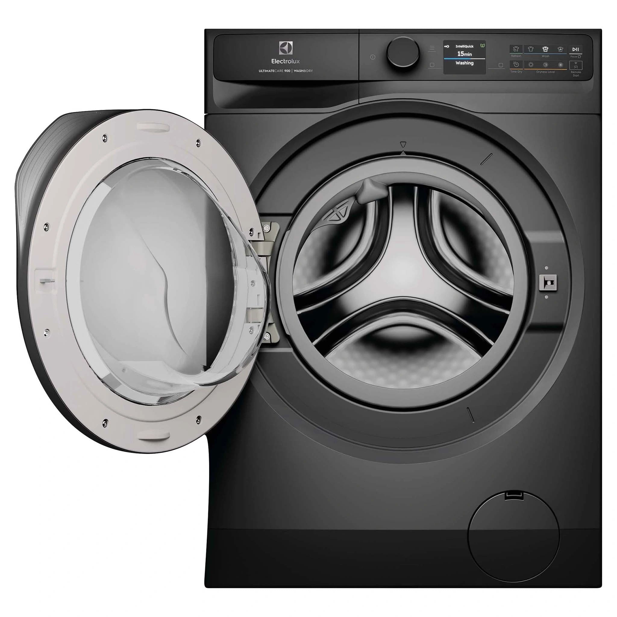 Electrolux 12kg/8kg 900 Series Dark Onyx Washer Dryer EWW1242R9SCS, Door Open View