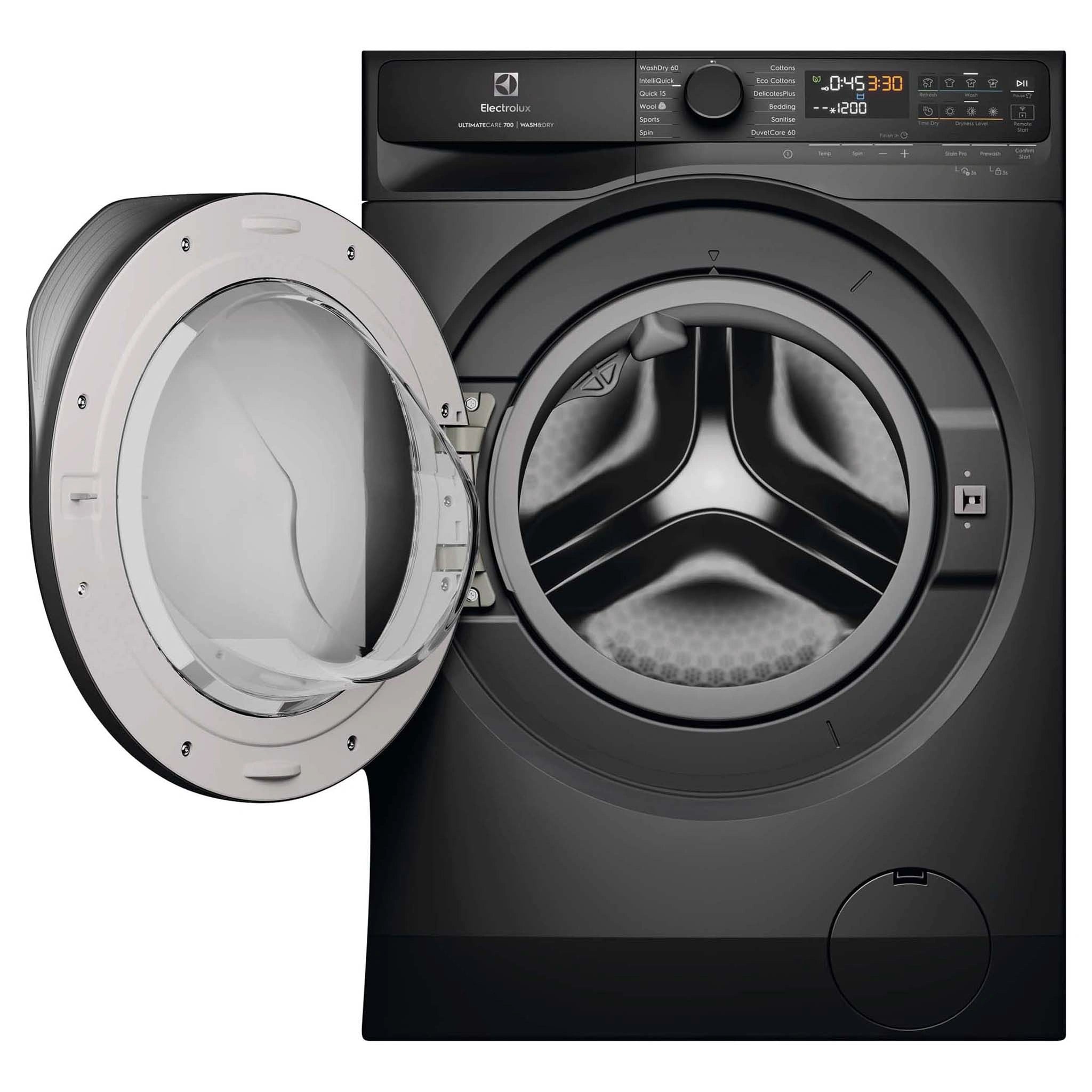Electrolux 12kg/8kg 700 Series Dark Stainless Washer Dryer Combo EWW1243R7SCS, Door Open View