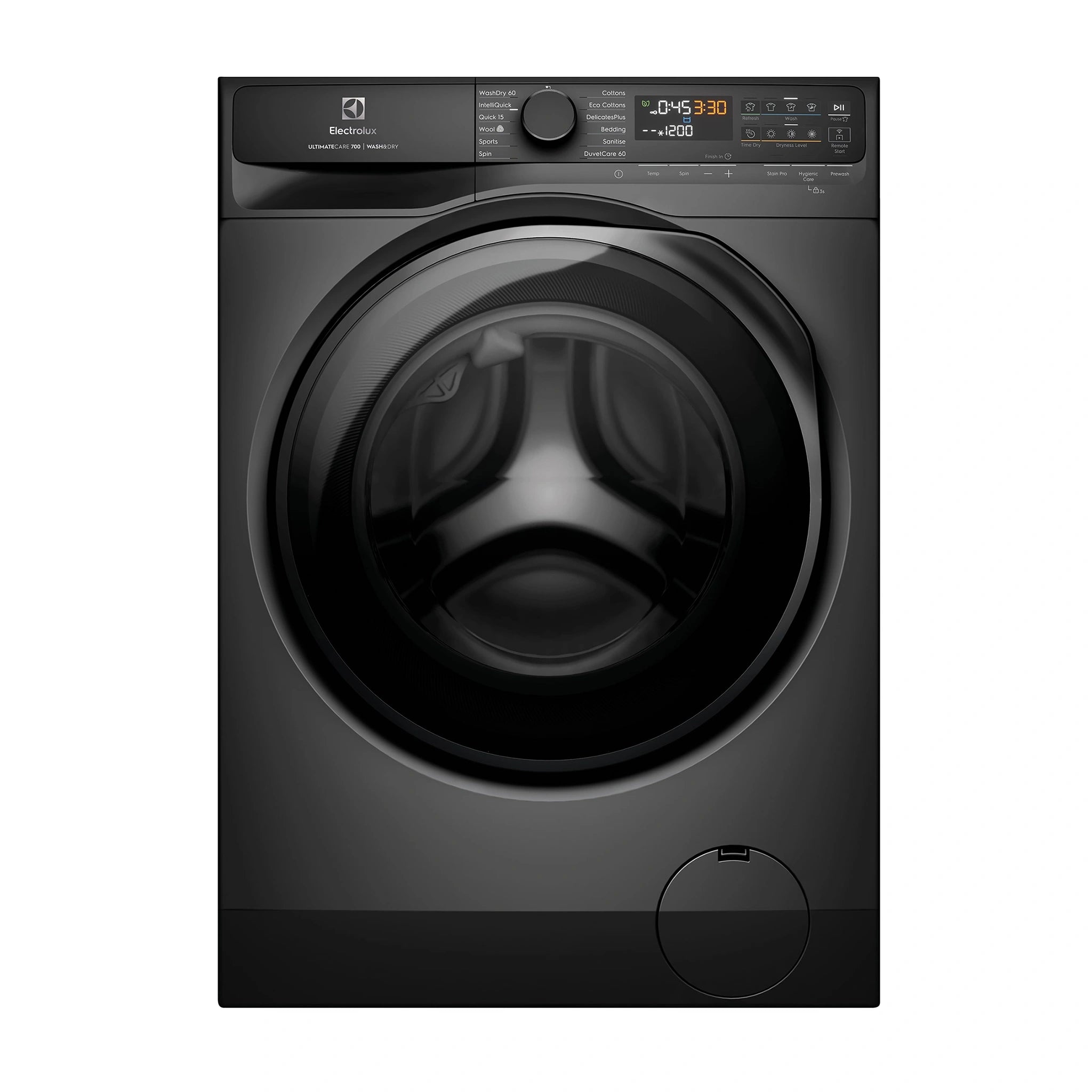 Electrolux 12kg/8kg UltimateCare 700 Dryer Dark Onyx Washer Dryer Combo EWW1243R7SC, Front View