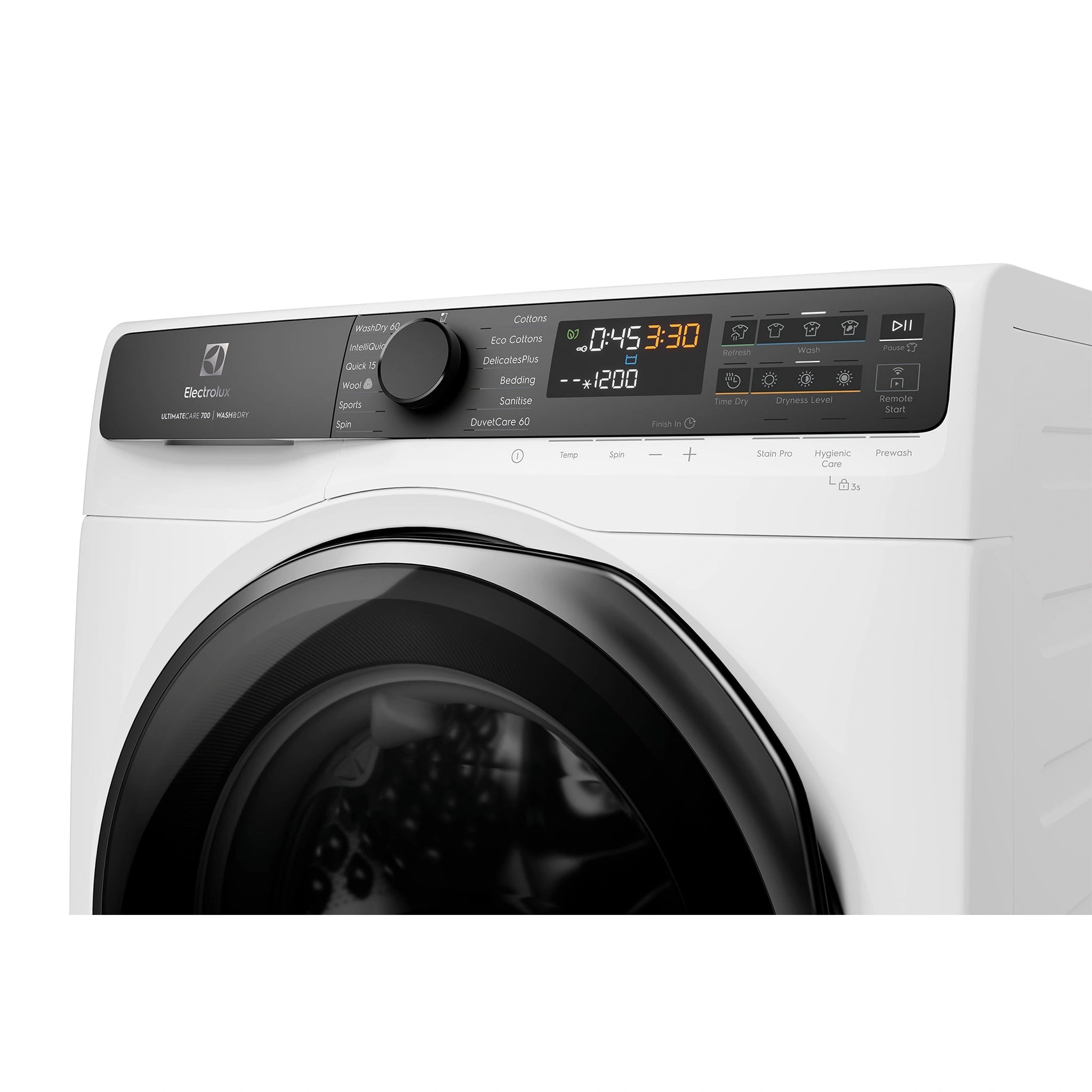Electrolux 12kg/8kg Ultimate Care 700 Washer Dryer Combo EWW1243R7WC, Control Panel View