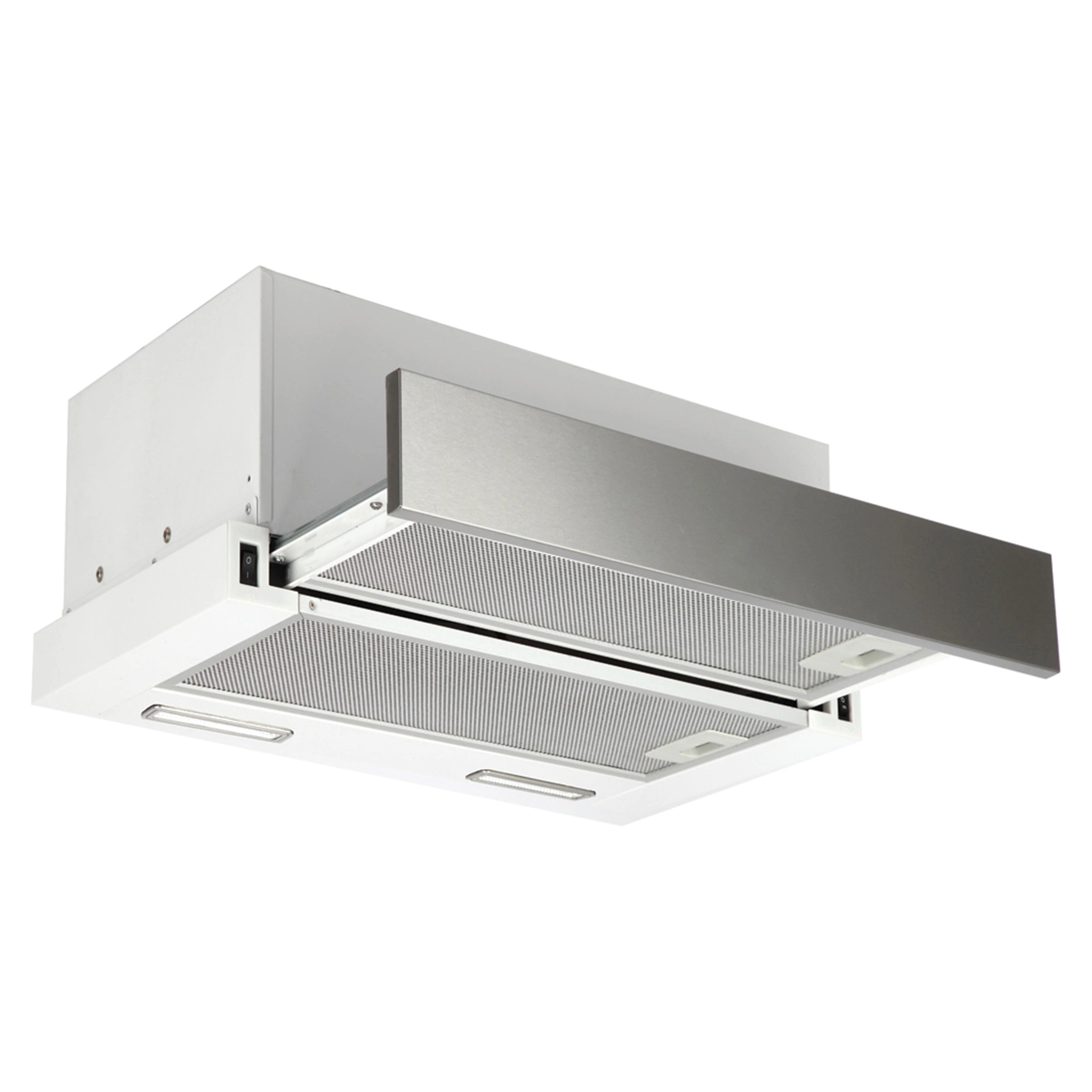 Emilia 60cm Slideout Rangehood Stainless Steel CK60SLF, Front Left Side View Door Open