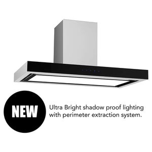 Emilia 90cm Stainless Steel Square Profile Canopy Rangehood CK90TBLED, Feature View