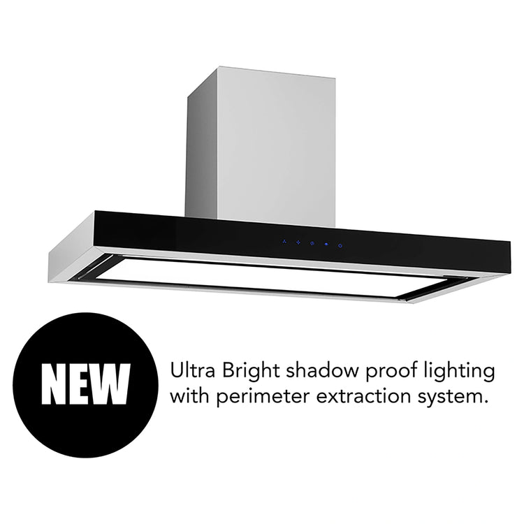 Emilia 90cm Stainless Steel Square Profile Canopy Rangehood CK90TBLED, Feature View