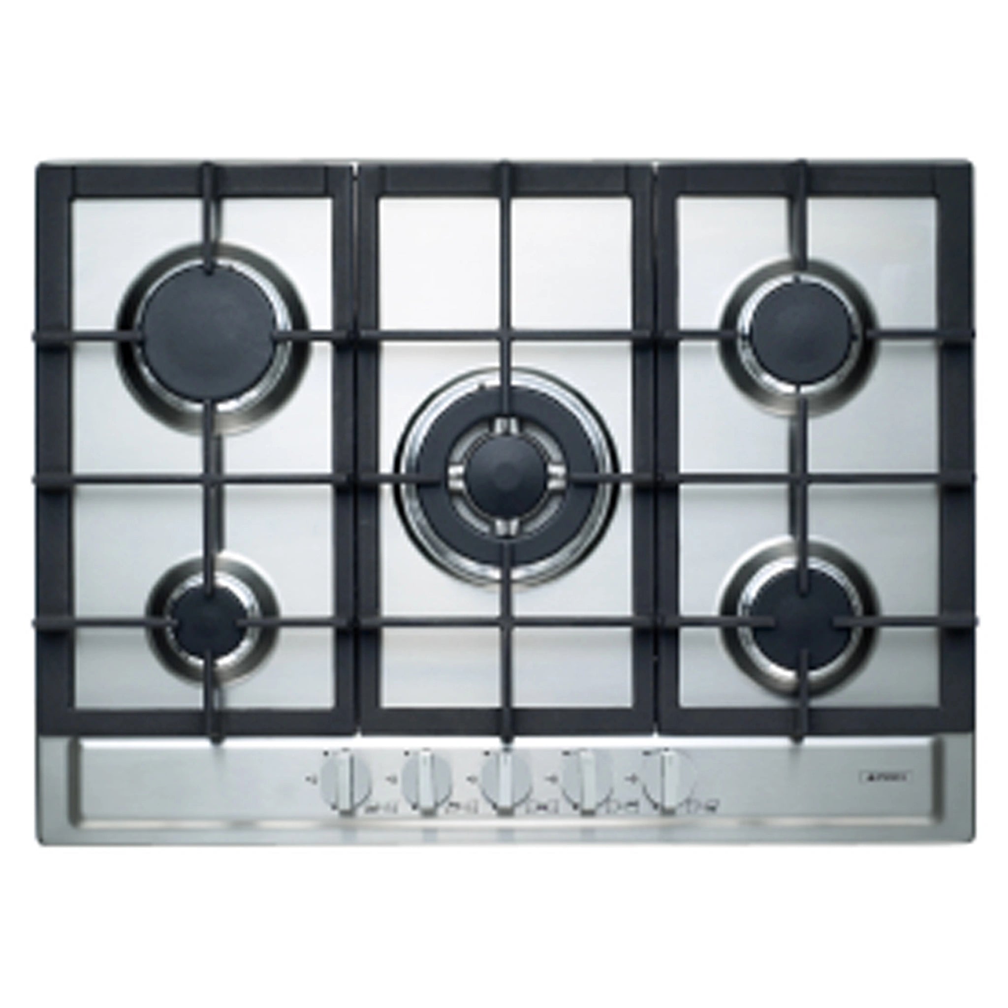 Emilia 70cm 5-Burner Gas Cooktop with Centre Wok Burner - Stainless Steel SEC75GWI, Front View