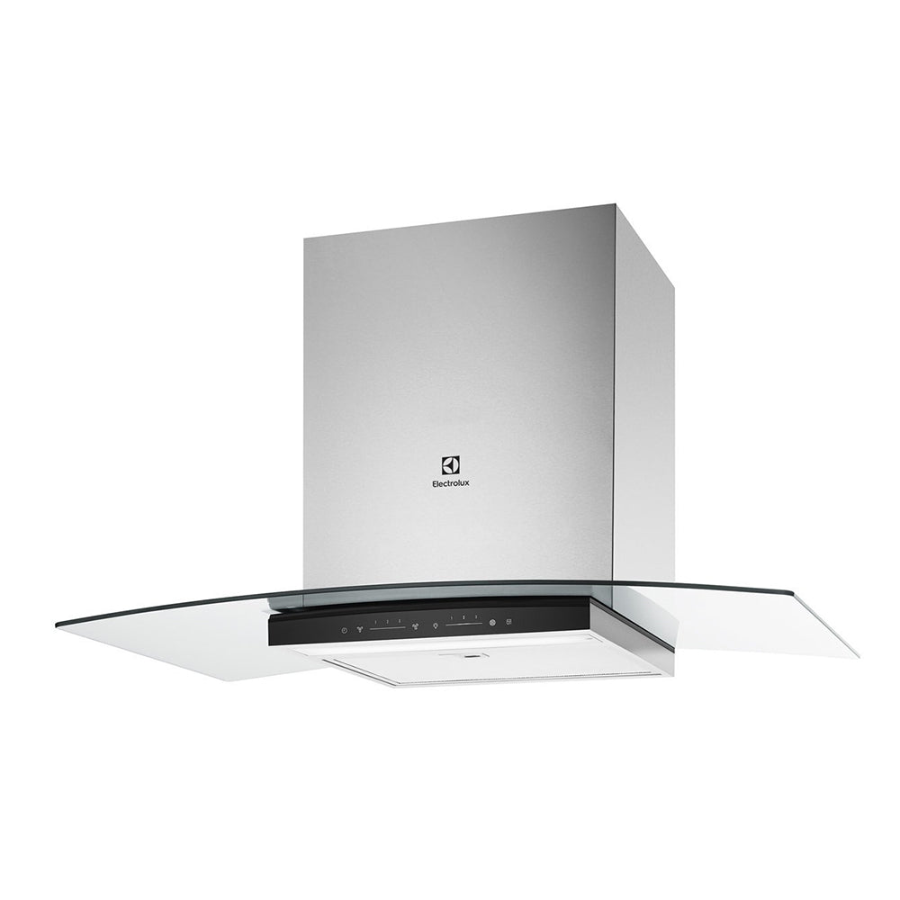 Electrolux ERC928GA 90cm Glass Canopy Rangehood, Front left view