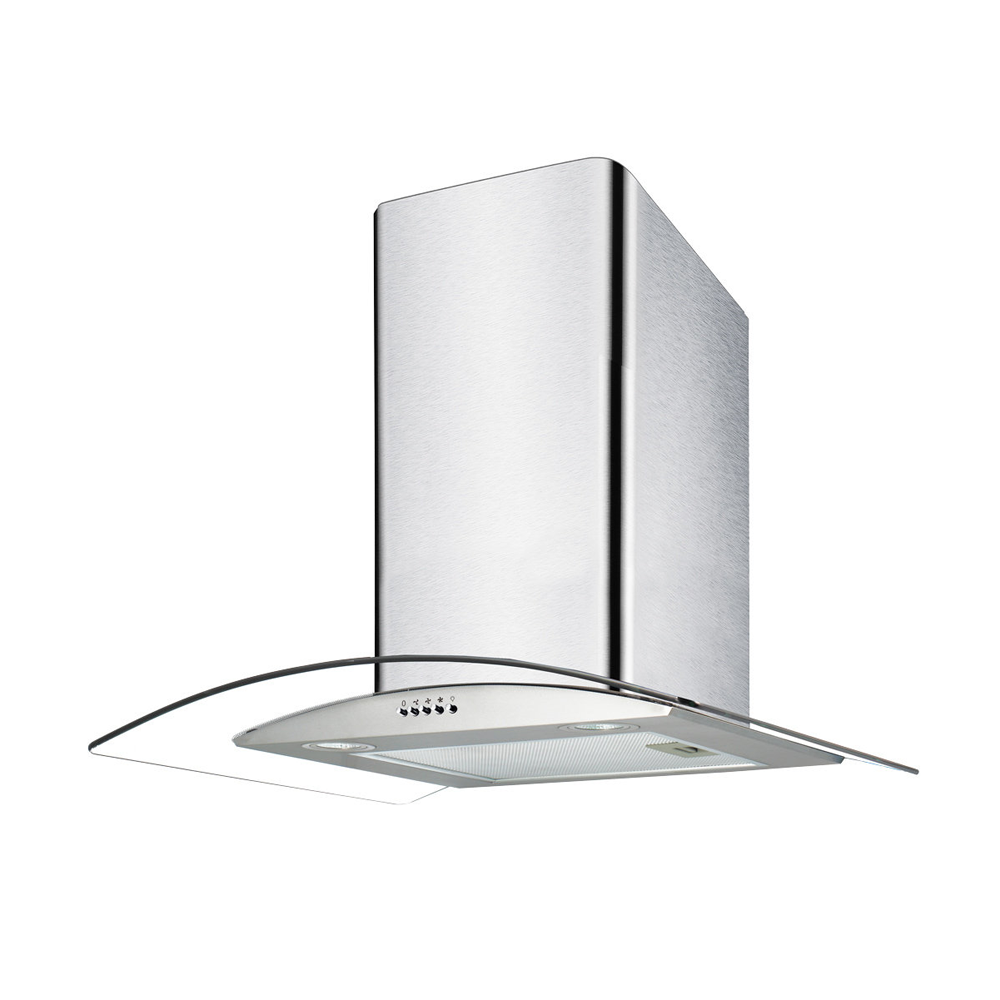 Esatto ERHGC60 60cm Curved Glass Canopy Rangehood, Front left view