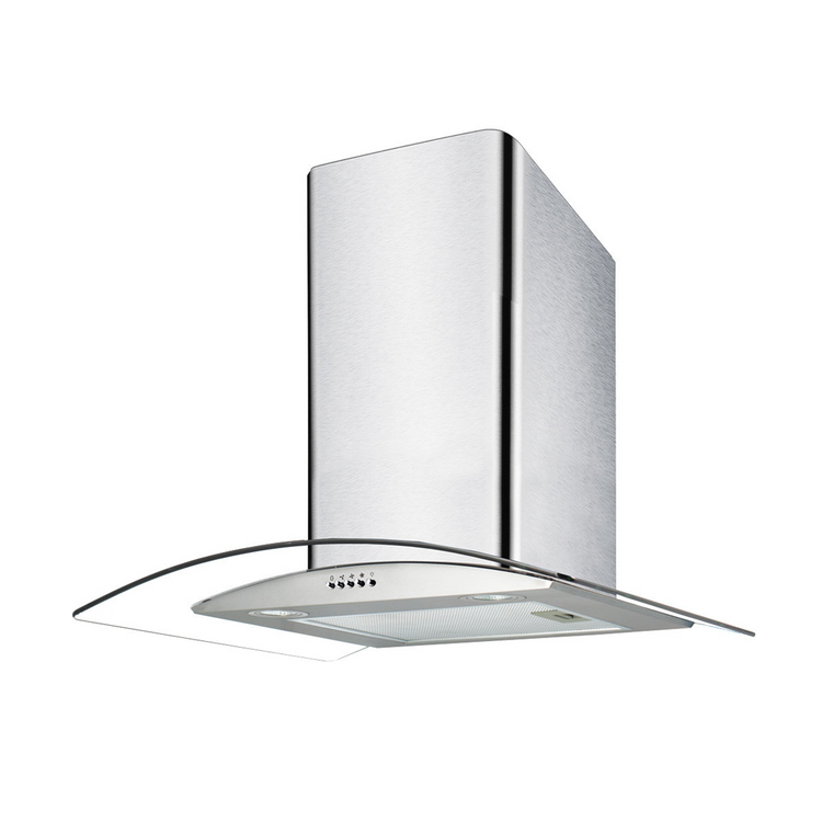 Esatto ERHGC60 60cm Curved Glass Canopy Rangehood, Front left view