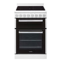 Euromaid 54cm Freestanding Electric Oven With Ceramic Cooktop White, Front View