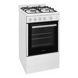 Euromaid 54cm Freestanding Gas Oven With Gas Cooktop, White EFS54FCSGW, Left Side View