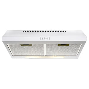 Euromaid 60cm Fixed Rangehood, White R60FW, Front View