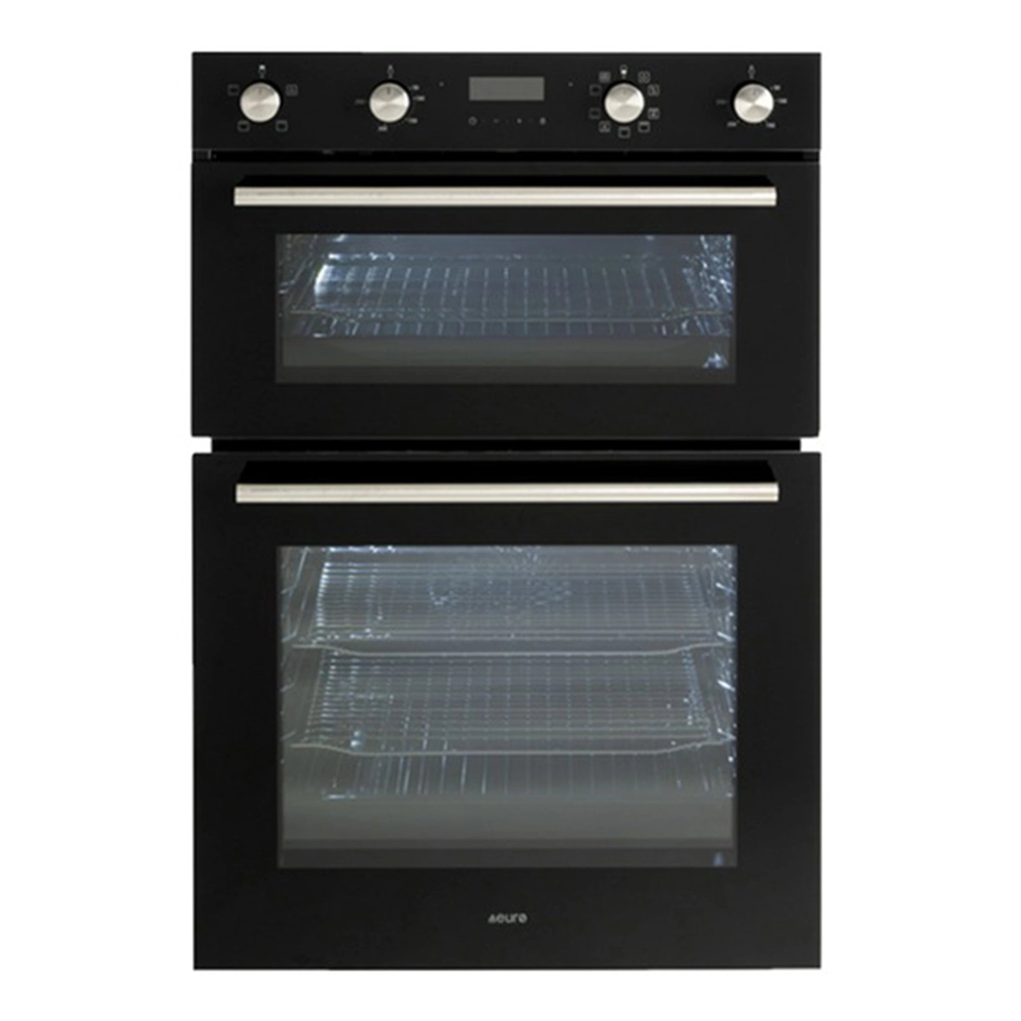 Euro 60cm Electric Double Oven EO8060DBK, Front Double Door View