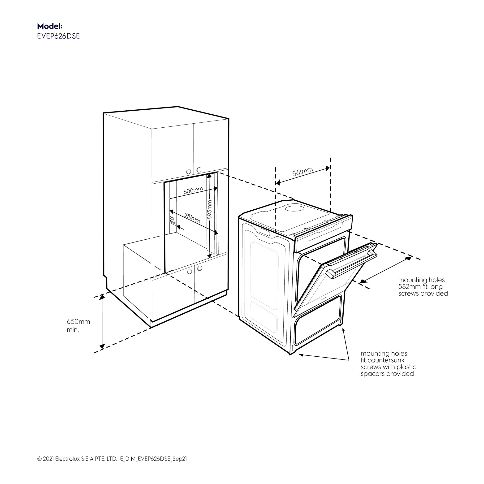 Electrolux EVEP626DSE 60cm Ultimate Taste 900 Multifunction Pyrolytic Duo Oven
