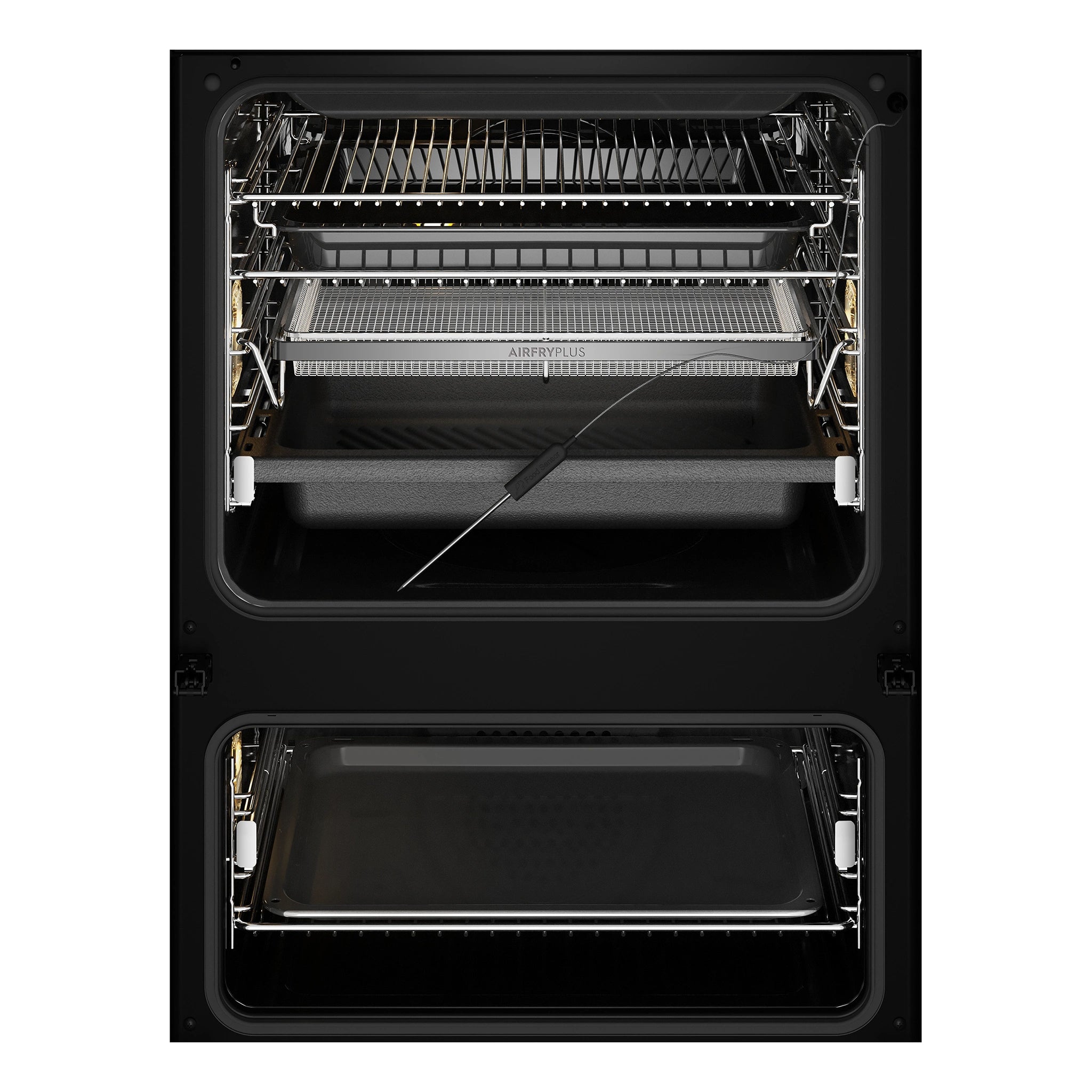 Electrolux 60cm Ultimate Taste 900 Multifunction Pyrolytic Duo Oven EVEP626DSE, Front View with Shelf