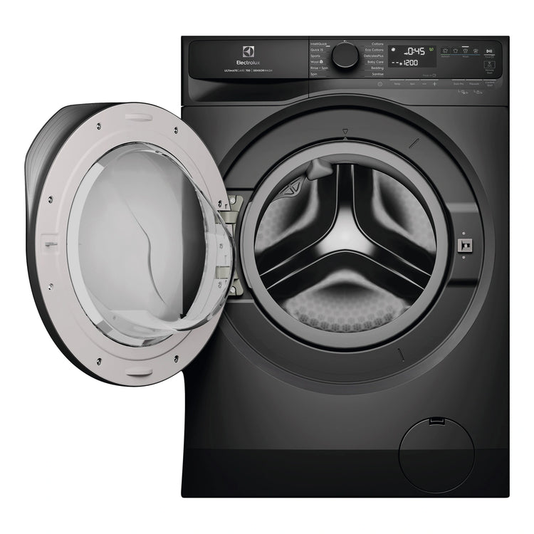 Electrolux 10kg UltimateCare 700 Front Load Washing Machine - Dark Onyx EWF1043R7SCS, FRONT VIEW DOOR OPEN