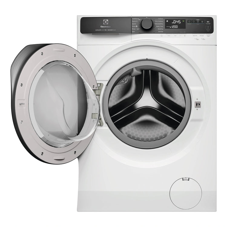 Electrolux 12kg UltimateCare White 700 Front load Washing Machine EWF1243R7WCS, Front View with Door Open