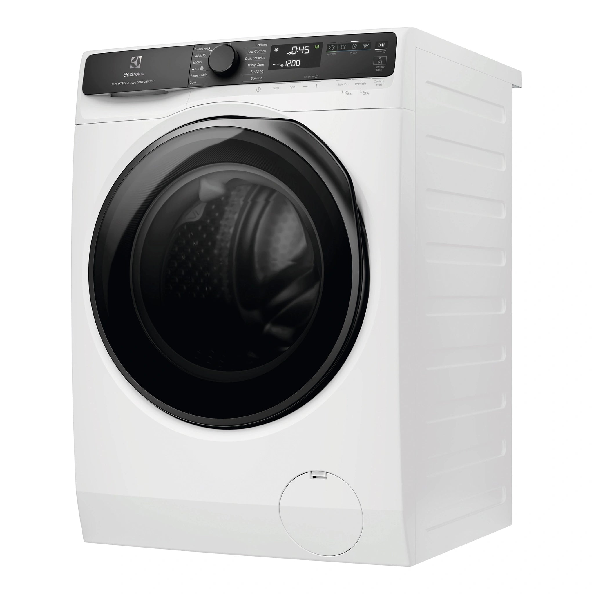 Electrolux 12kg UltimateCare White 700 Front load Washing Machine EWF1243R7WCS, Side View