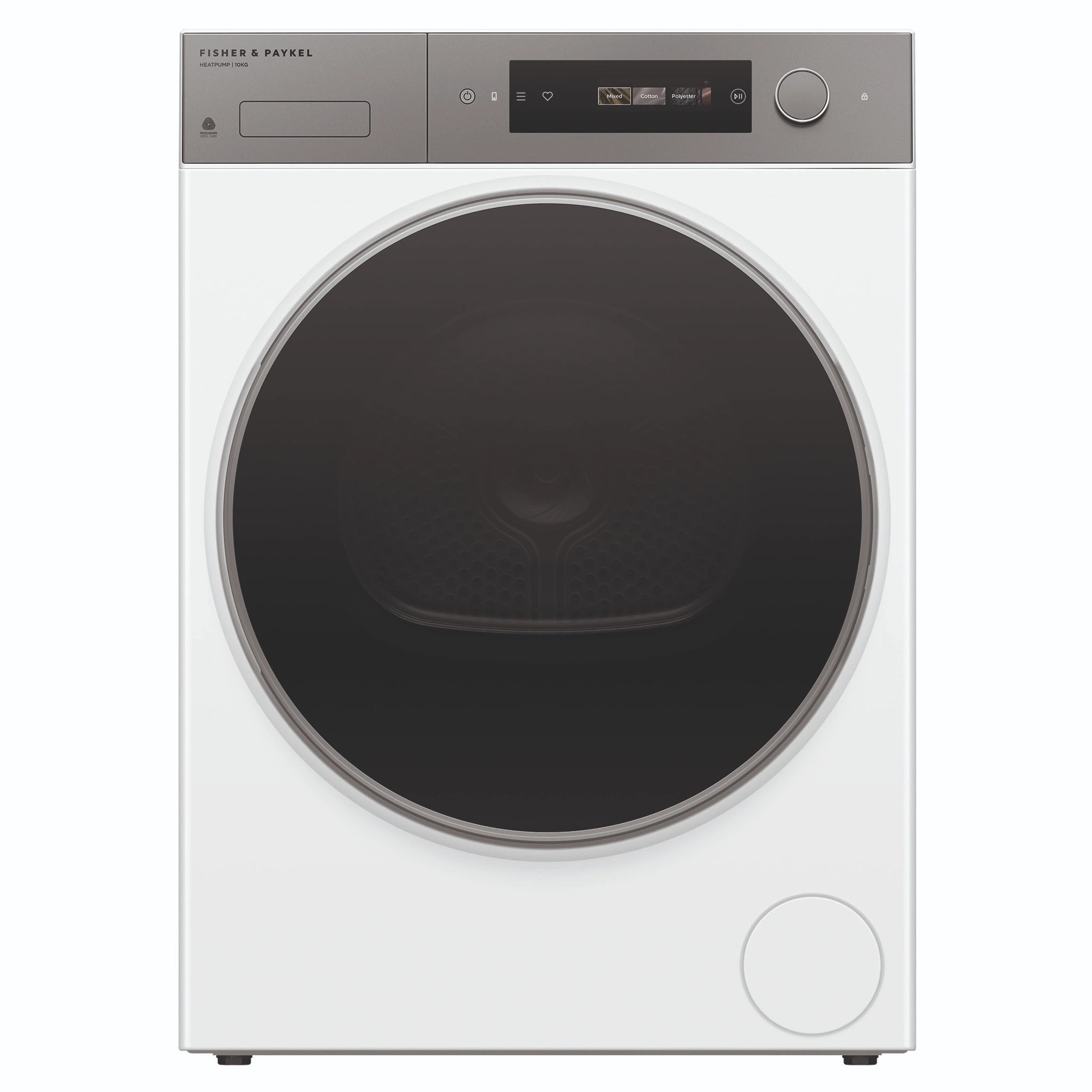 Fisher & Paykel 10kg Series 7 White Heat Pump Dryer DH1060D5, Front View