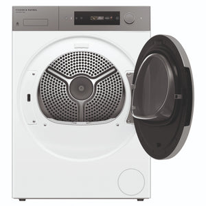 Fisher & Paykel 10kg Series 7 White Heat Pump Dryer DH1060D5, Front View with Door Open