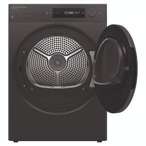 Fisher & Paykel 10kg Series 7 Graphite Heat Pump Dryer DH1060DG5, Front View with Door Open