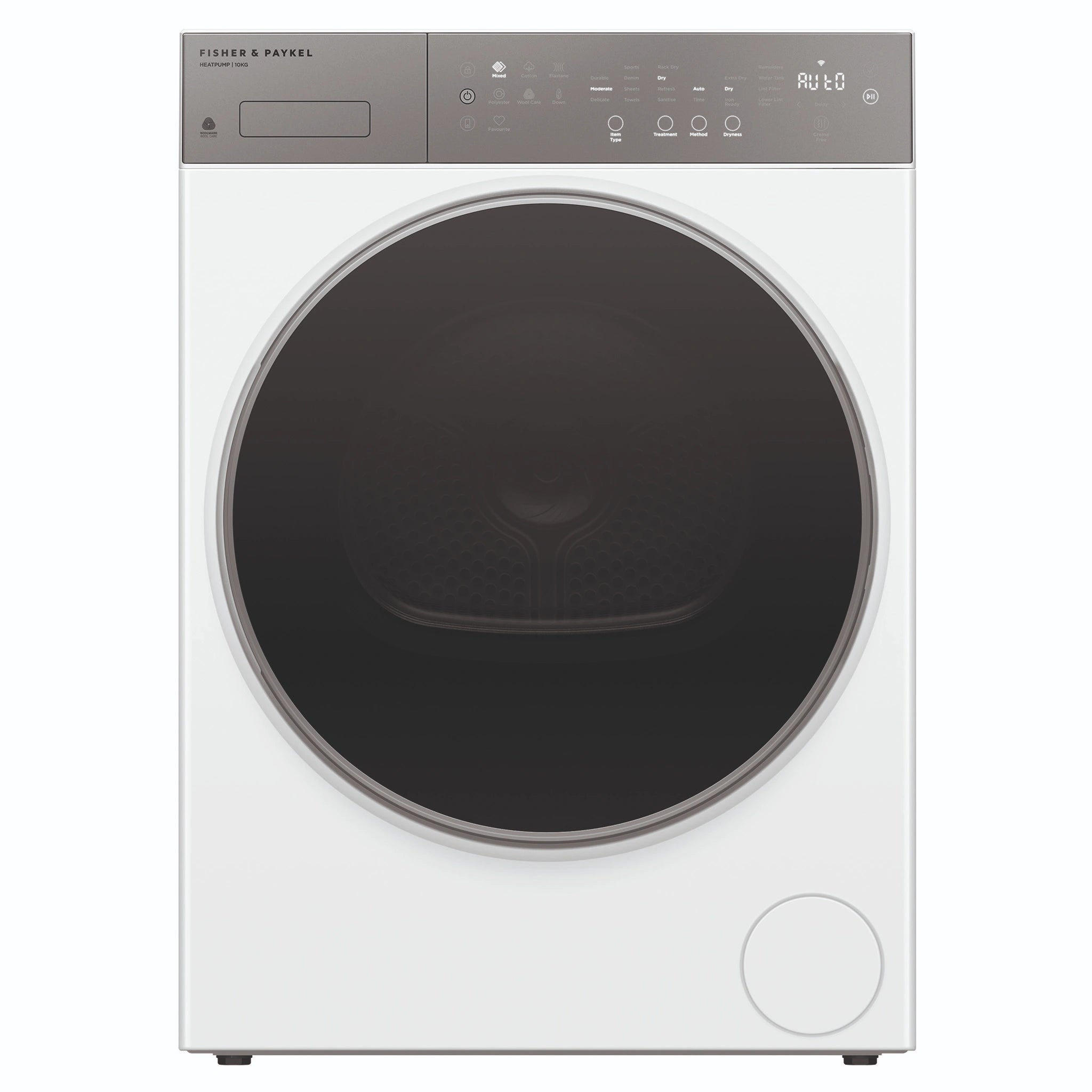 Fisher & Paykel 10kg Series 5 White Heat Pump Dryer DH1060P5, Front View