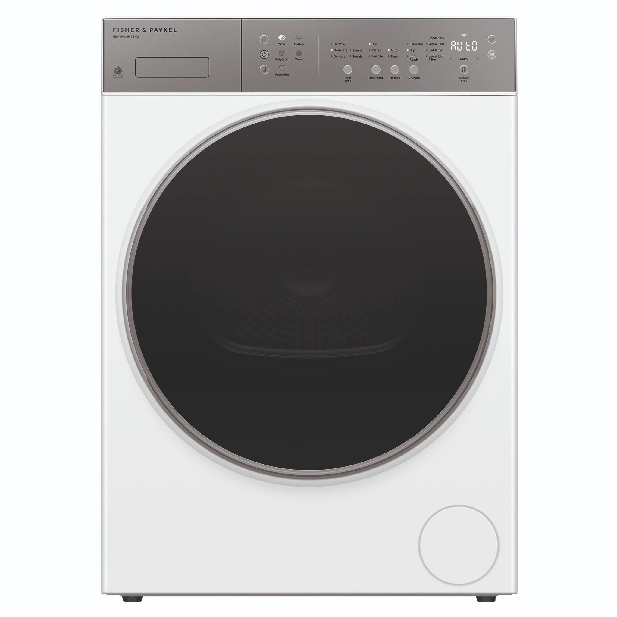 Fisher & Paykel 8kg Series 5 White Heat Pump Dryer DH8060J5, Front View