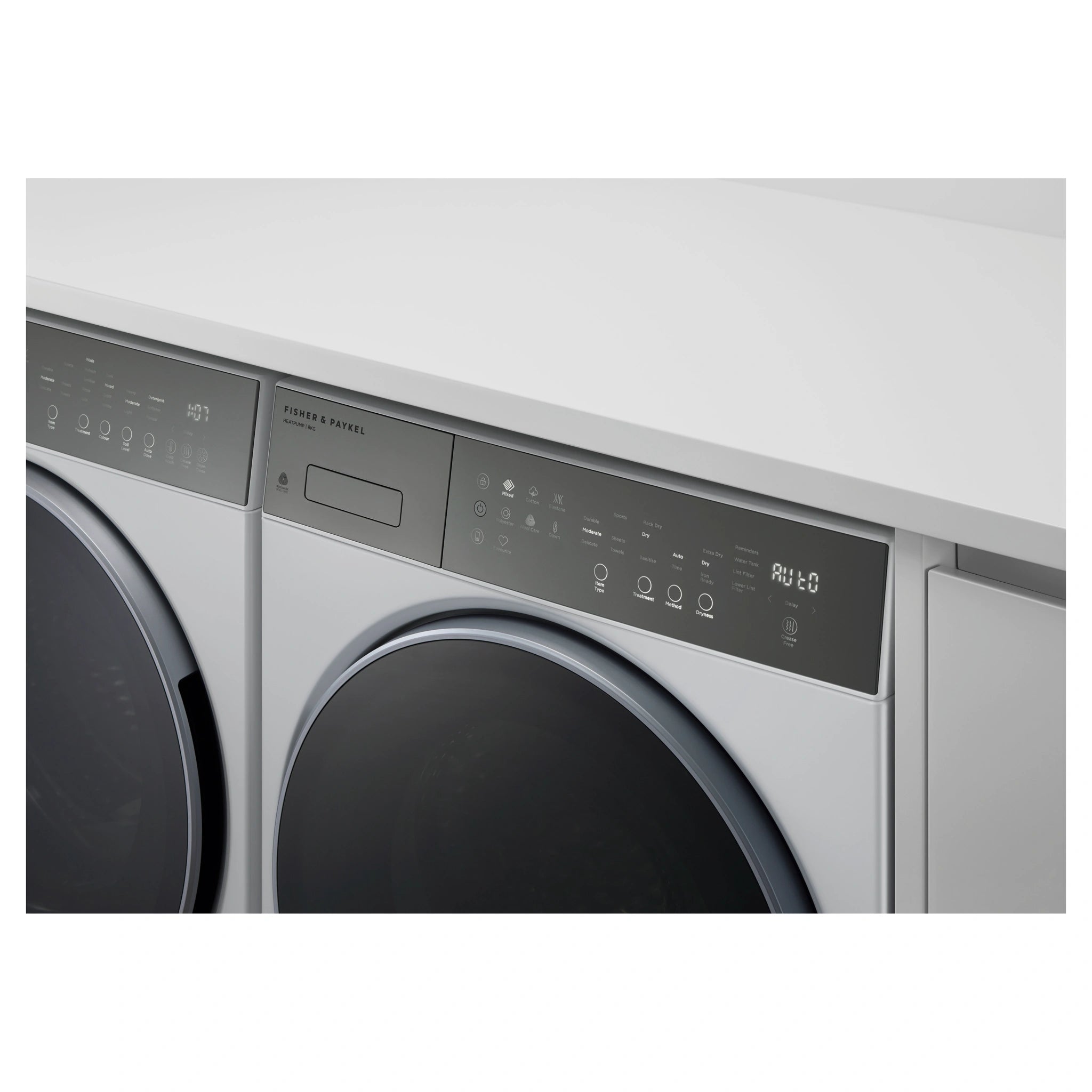 Fisher & Paykel 8kg Series 5 White Heat Pump Dryer – Woolmark Black DH8060P5, Control Panel View
