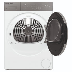 Fisher & Paykel 8kg Series 5 White Heat Pump Dryer – Woolmark Black DH8060P5, Front View with Door Open