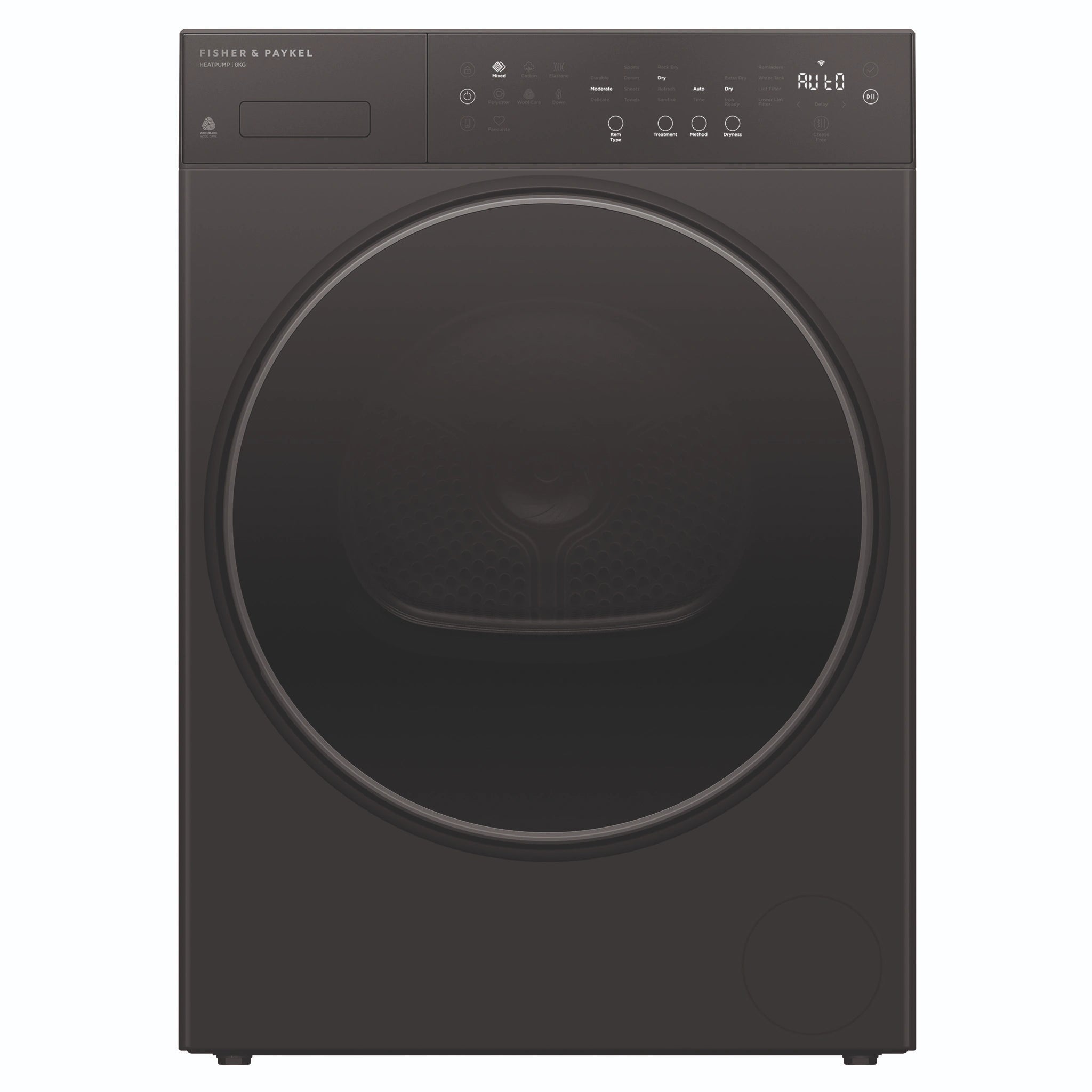 Fisher & Paykel 8kg Series 5 Graphite Heat Pump Dryer DH8060PG5, Front View