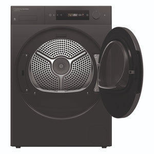 Fisher & Paykel 9kg Series 7 Graphite Heat Pump Dryer DH9060DG5, Front View with Door Open