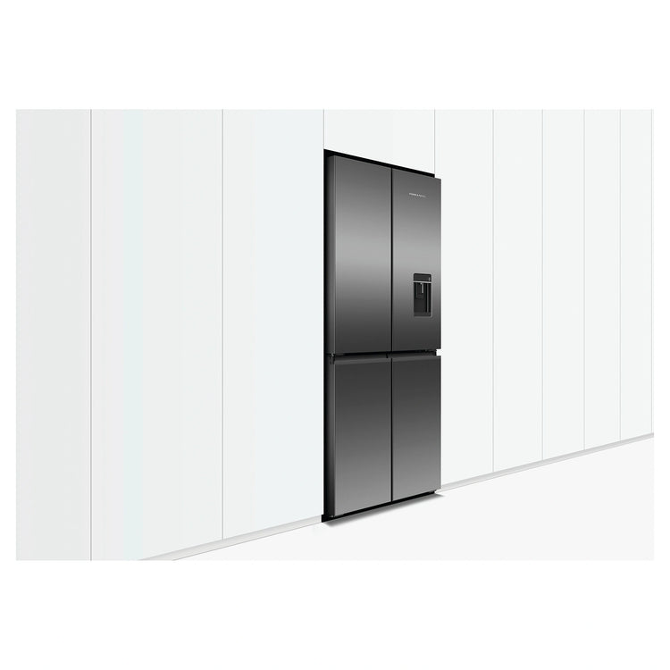 Fisher & Paykel 498L Series 7 Quad Door Refrigerator Freezer RF500QNUB1, Lifestyle View With Right Side View
