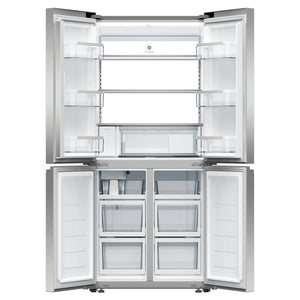 Fisher & Paykel 498L Series 7 Quad Door Refrigerator Freezer RF500QNUX1, Front View With Double Door Open View