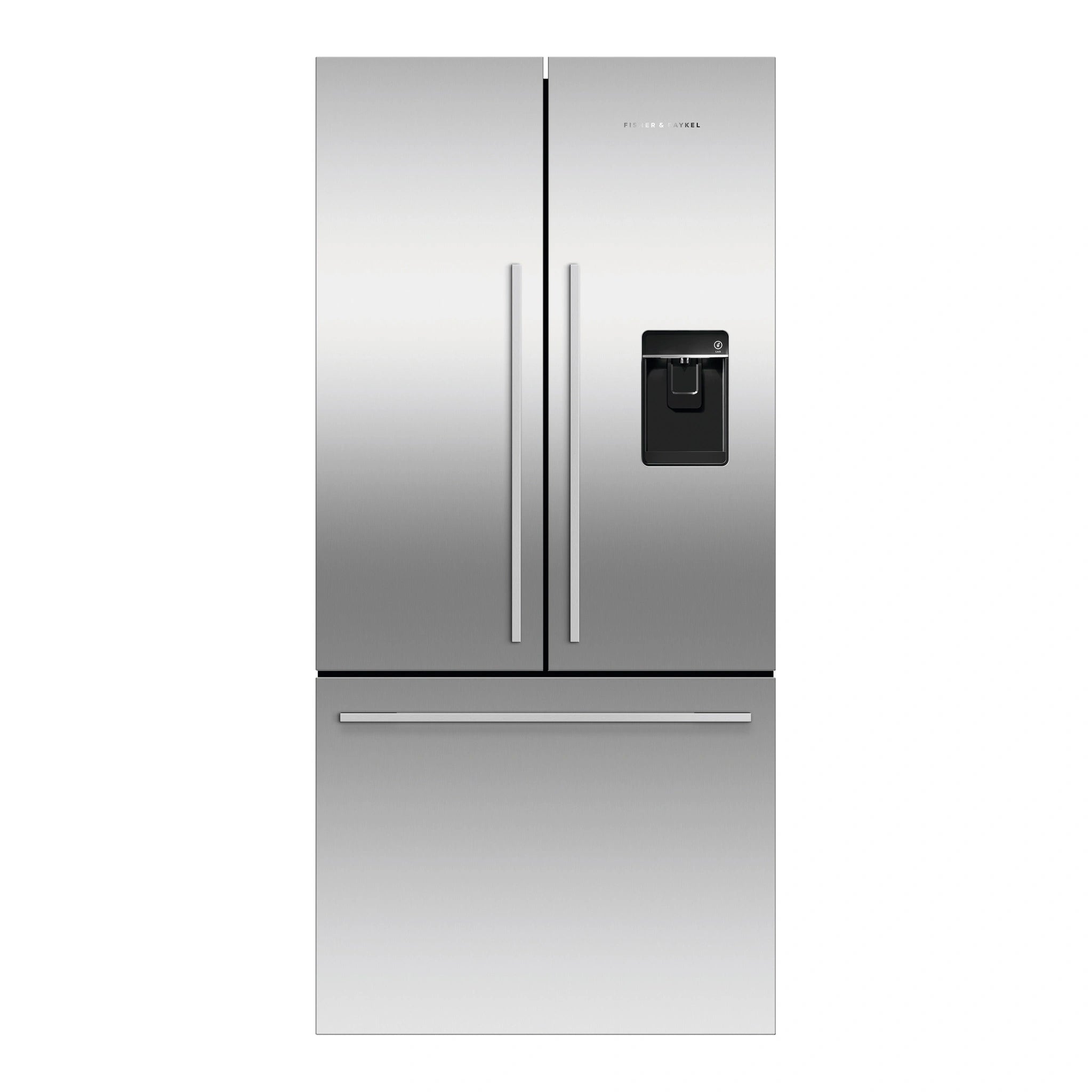 Fisher & Paykel 519L Stainless Steel Black Active Smart French Door Refrigerator RF522ADUX5, Front View