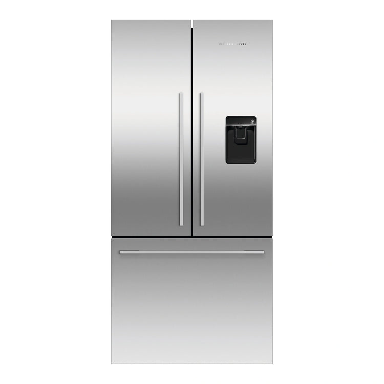 Fisher & Paykel 519L Stainless Steel Black Active Smart French Door Refrigerator RF522ADUX5, Front View