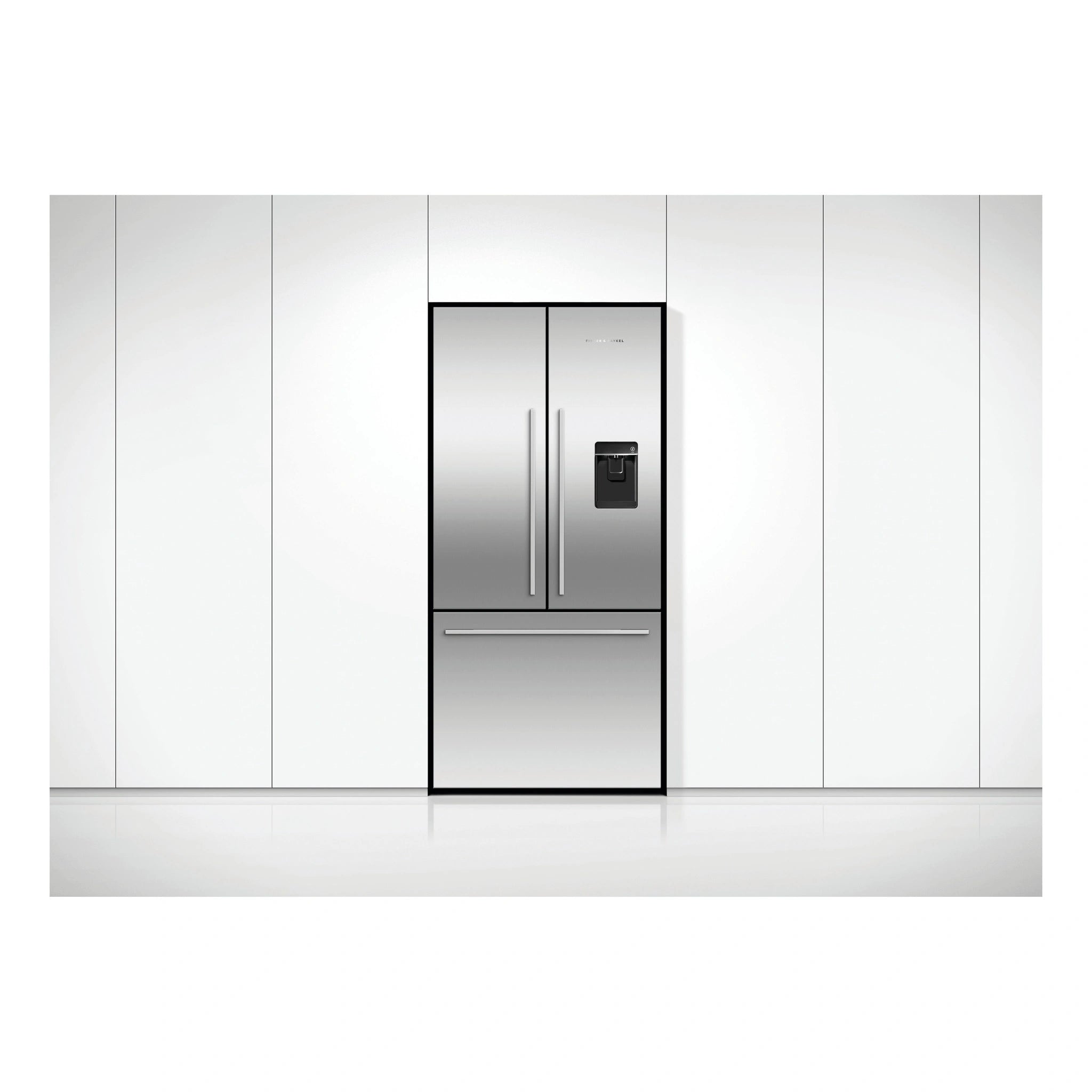 Fisher & Paykel 519L Stainless Steel Black Active Smart French Door Refrigerator RF522ADUX5, Front View