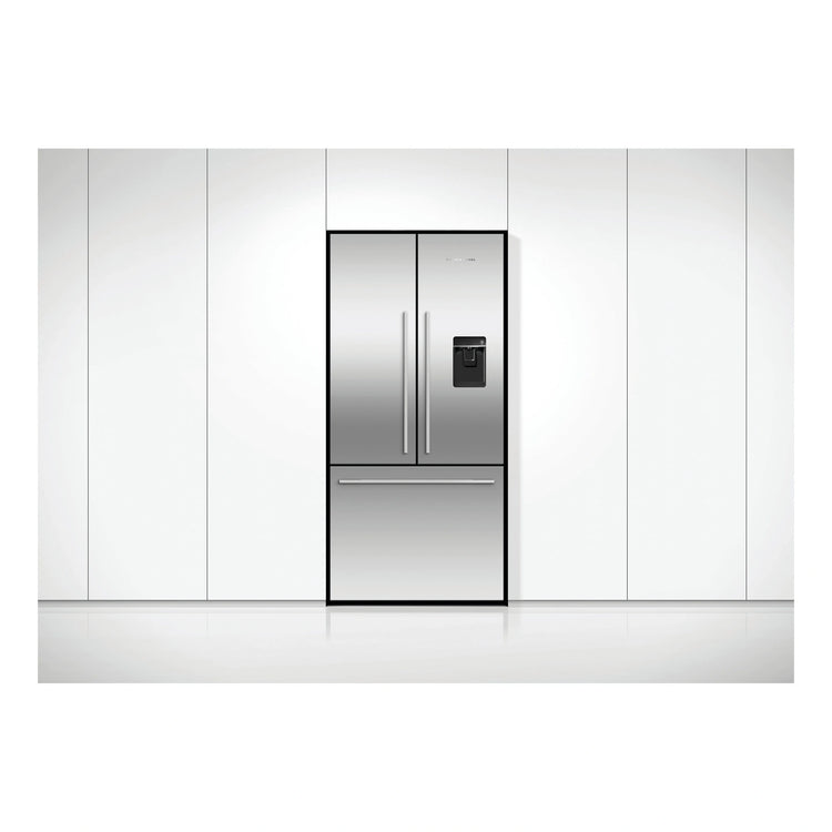 Fisher & Paykel 519L Stainless Steel Black Active Smart French Door Refrigerator RF522ADUX5, Front View