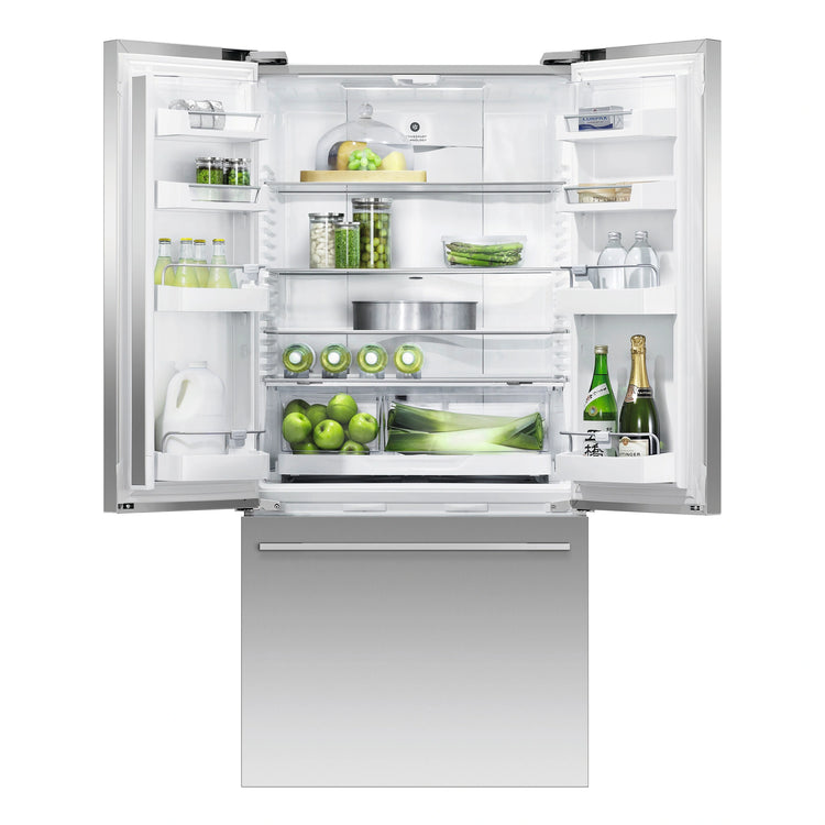 Fisher & Paykel 519L Series 7 French Door Refrigerator RF522ADX5, Front View with Door Open