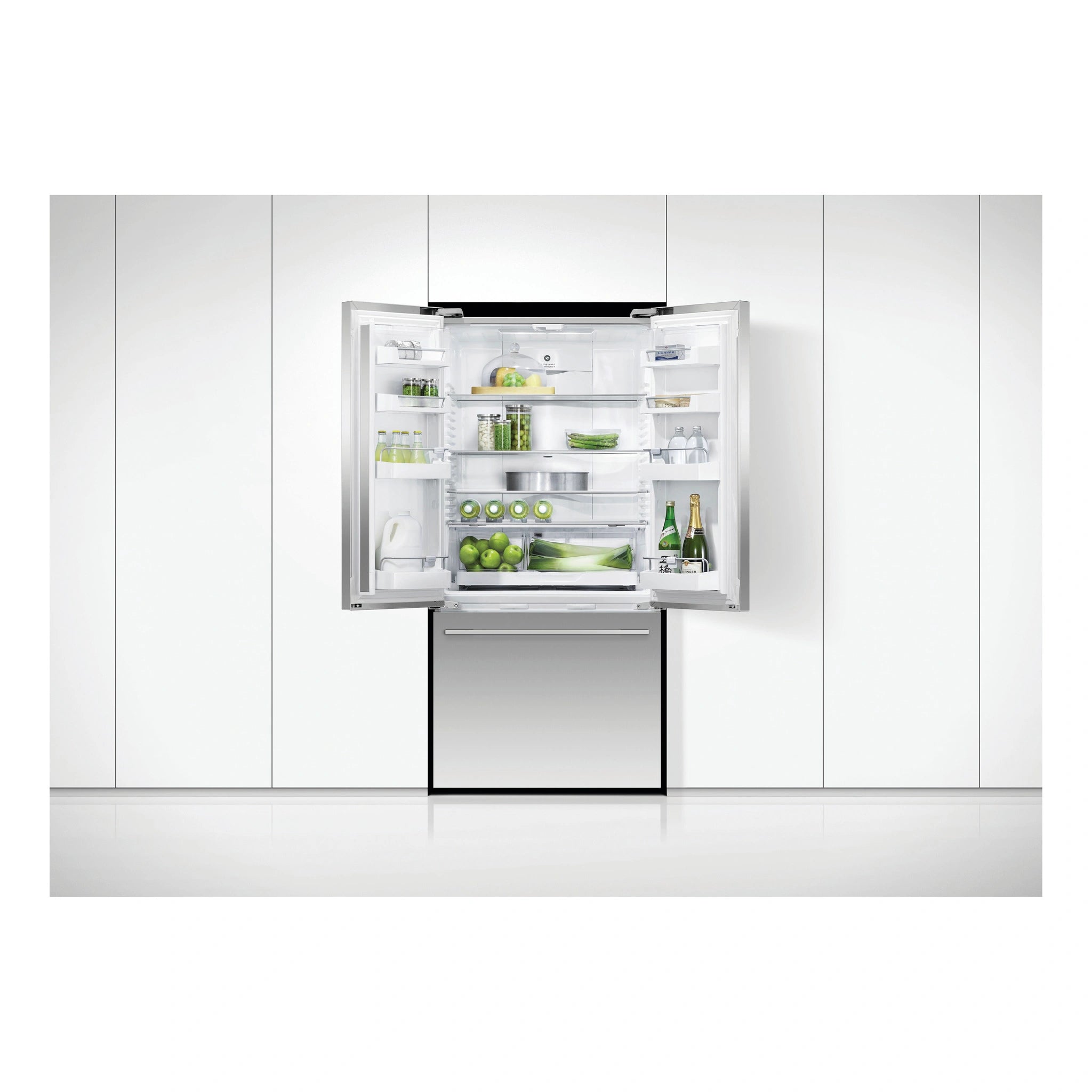 Fisher & Paykel 519L Series 7 French Door Refrigerator RF522ADX5, Front View with Door Open