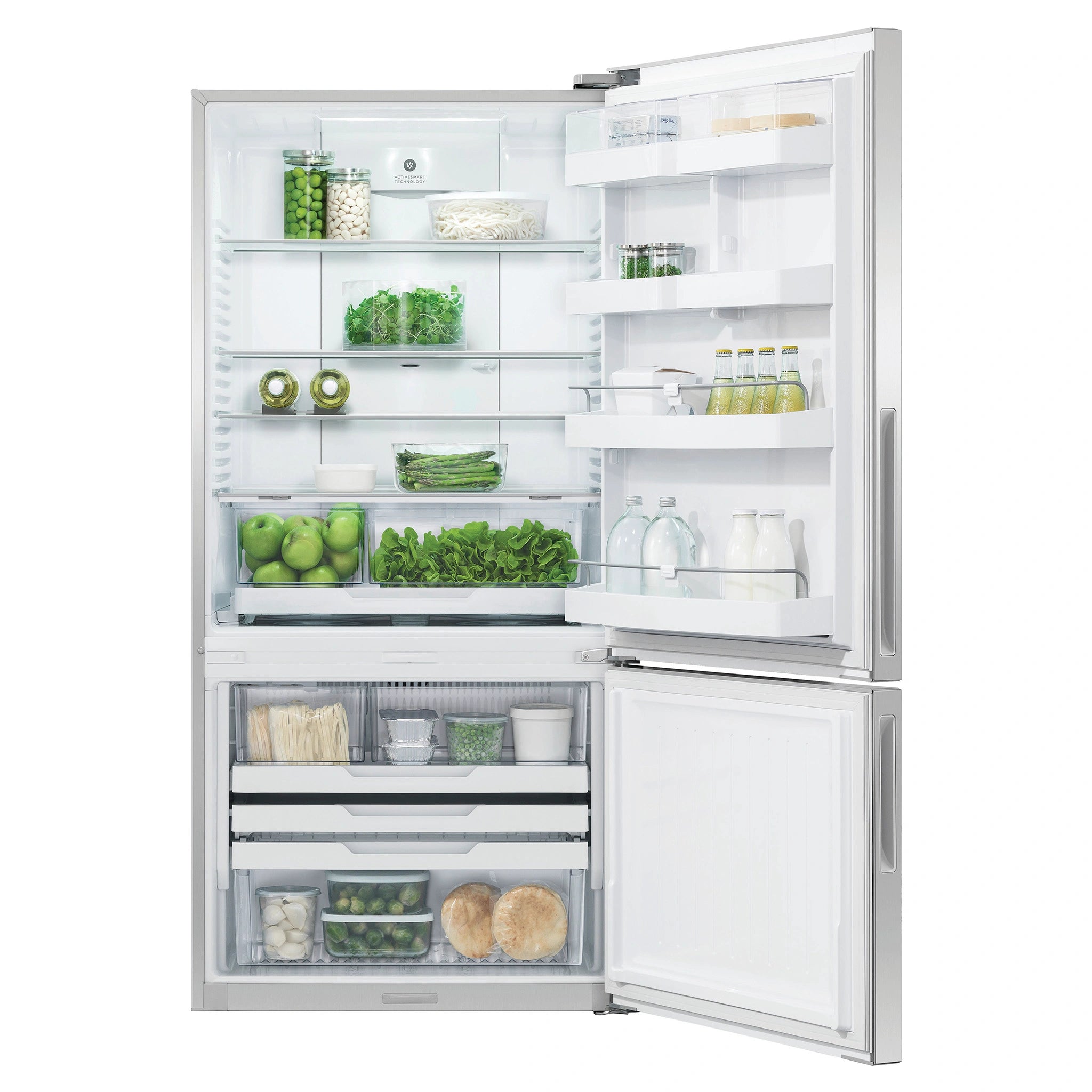 Fisher & Paykel 494L Series 5 Refrigerator Freezer RF522BRPX6, Front View With Door Open