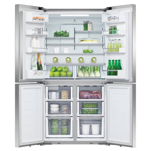 Fisher & Paykel 538L Series 7 Quad Door Refrigerator Freezer RF605QDUVX2, Front Door Open View Storages