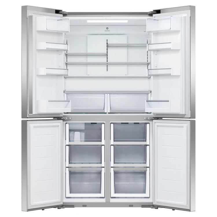 Fisher & Paykel 538L Series 7 Quad Door Refrigerator - Stainless Steel RF605QDVX2, Front Door Open View 