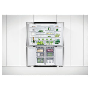 Fisher & Paykel 538L Series 7 Quad Door Refrigerator - Stainless Steel RF605QDVX2, Front Door Open View Storages