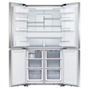 Fisher & Paykel 538L Stainless Steel Quad Door Refrigerator RF605QNUVX1, Front View With Double Door Open View