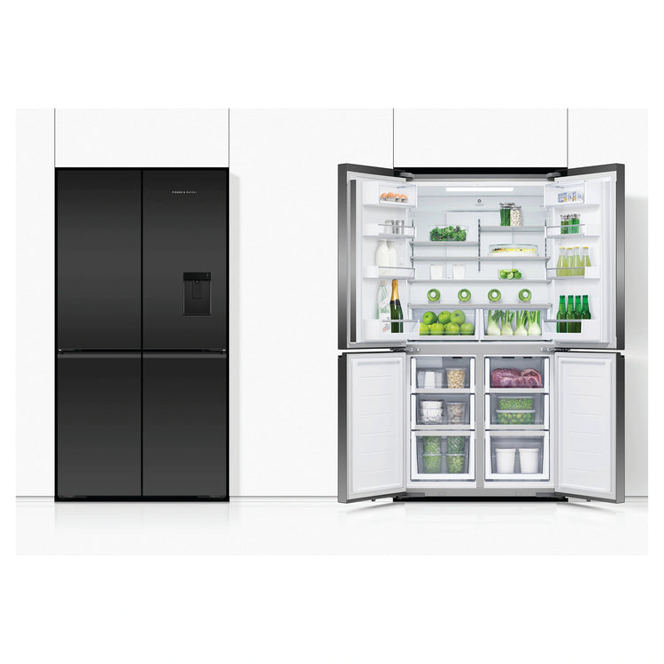 Fisher & Paykel RF605QZUVB1 538L Quad Door Fridge Black Steel