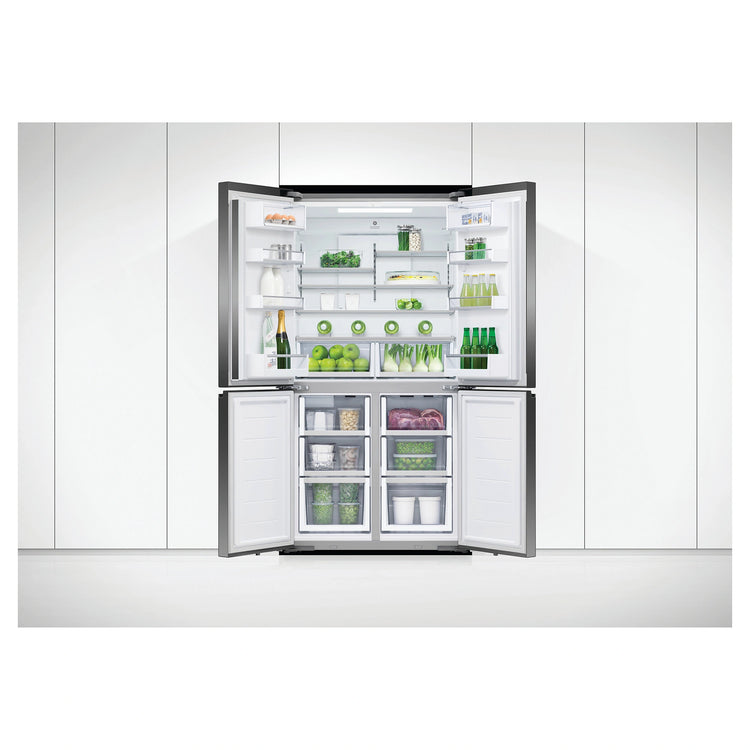 Fisher & Paykel RF605QZUVB1 538L Quad Door Fridge Black Steel