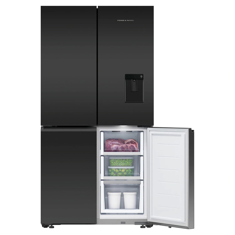 Fisher & Paykel RF605QZUVB1 538L Quad Door Fridge Black Steel