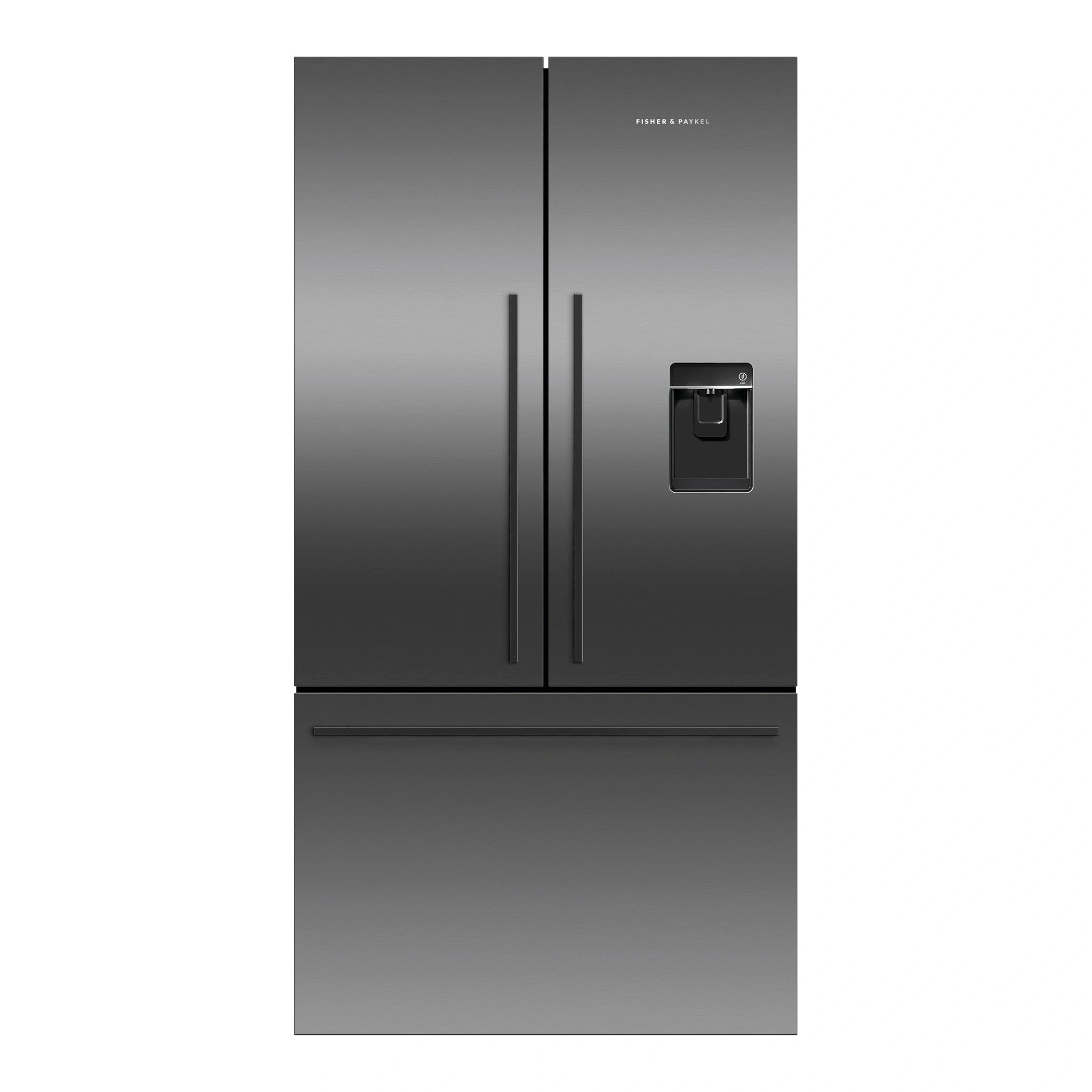 Fisher & Paykel 614L Stainless Steel Black Series 7 French Door Refrigerator RF610ADUB5, Front View