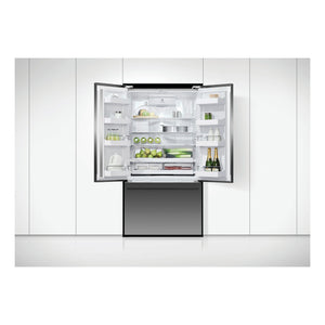 Fisher & Paykel 614L Stainless Steel Black Series 7 French Door Refrigerator RF610ADUB5, Front View with Door Open