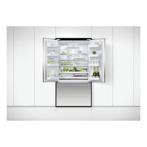 Fisher & Paykel 614L Stainless Steel Series 7 Active Smart French Door Refrigerator RF610ADUX5, Front View with Door Open