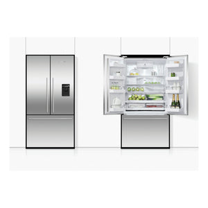 Fisher & Paykel 614L Stainless Steel Series 7 Active Smart French Door Refrigerator RF610ADUX5, Front View with Door Open and Close