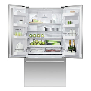 Fisher & Paykel 569L Stainless Steel Series 7 French Door Fridge RF610ADX5, Front View with Door Open